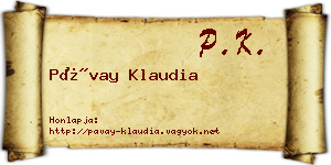 Pávay Klaudia névjegykártya